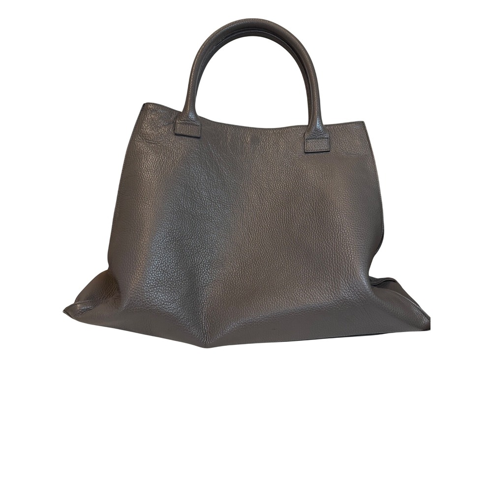 Amira Bags Dark Grey Pebbled Leather Tote Made in Italy Botanical Print Lining
